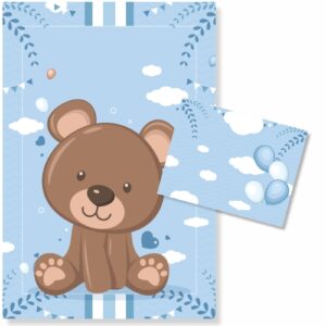 Custom printed cot comforter set with a bear theme for little boys