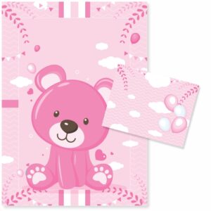 Custom printed cot comforter set with a bear for little girls