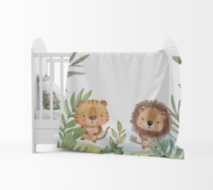 Custom printed cot comforter set with a safari theme