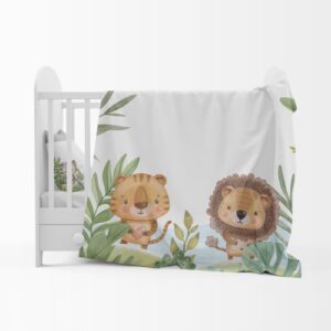 Custom printed cot comforter set with a safari theme