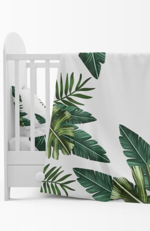 Custom printed baby comforter set with a tropical theme