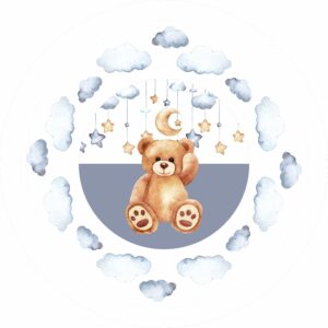 Custom printed baby nest with clouds, stars and moon design.