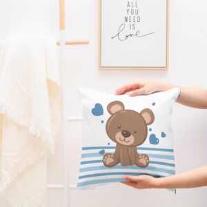 Square cushion with a bear for baby cot