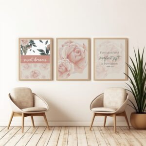 Wall art with roses and bible scripture