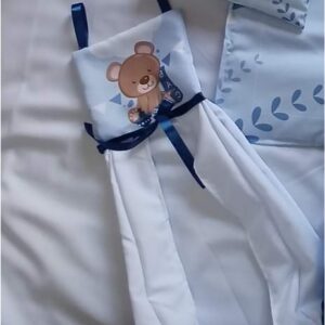 Nappy Stacker with printed bear image on blue background