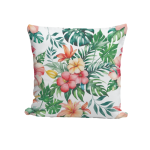 Cushion with tropical flower print